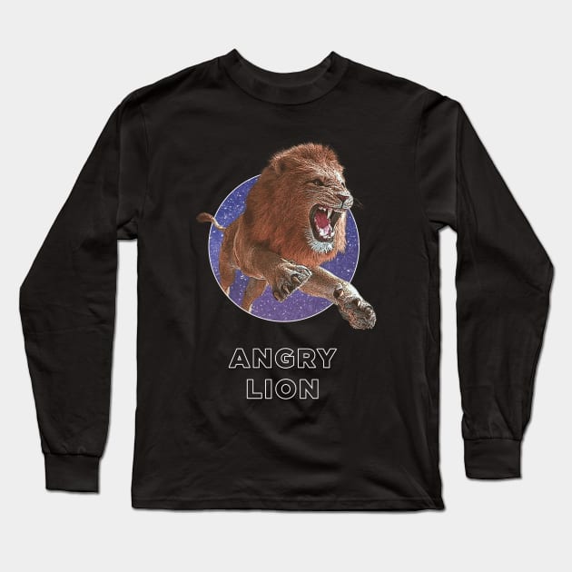 Angry lion Long Sleeve T-Shirt by Jackson Lester